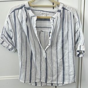 Whistles shirt, blue and white striped, size S